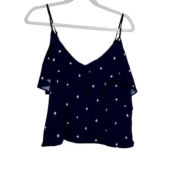 Cupcakes and Cashmere Cruze Polka-Dot Cropped Ruffle Camisole NWT Size Medium - Picture 2 of 8